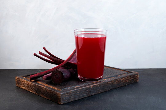 Salgam or fermented beet juice. Popular Turkish drink. Traditional beverage made with water, purple carrot or turnip (juice). Selective focus, copy space