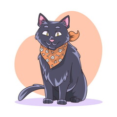watercolor halloween cat vector design illustration