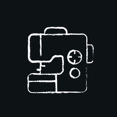 Sewing machine chalk icon. Vector isolated black illustration.