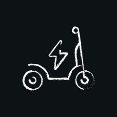 Electric scooter chalk icon. Vector isolated black illustration.