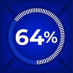 64 percent count on dark blue background
