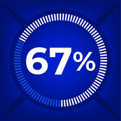 67 percent count on dark blue background