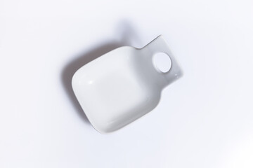 top view of white food container on white background