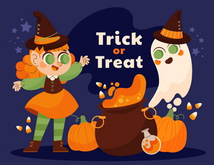 hand drawn flat halloween background vector design illustration