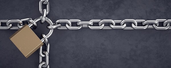 Chained and locked by a padlock.