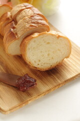 sliced bread on a wooden board
