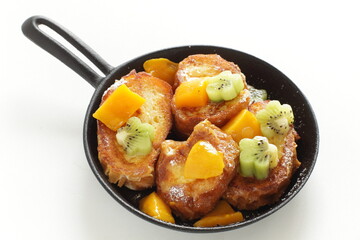 Homemade kiwi fruit and mango French toast for cafe food image