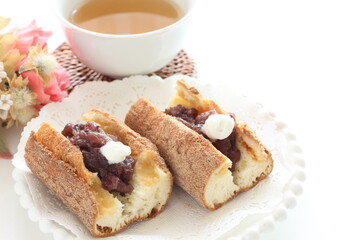 Japanese style red bean paste doughnut sandwiches