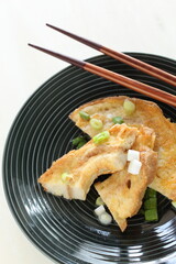 egg soaked Wheat bran with green onion Japanese food 