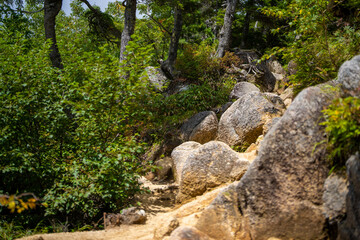 長野県安曇野市にある燕岳を登山する風景 A view of climbing Mt. Tsubame in Azumino City, Nagano Prefecture. 