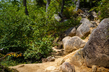 長野県安曇野市にある燕岳を登山する風景 A view of climbing Mt. Tsubame in Azumino City, Nagano Prefecture. 