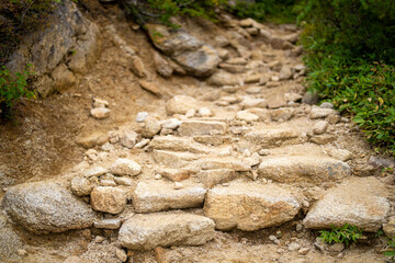 長野県安曇野市にある燕岳を登山する風景 A view of climbing Mt. Tsubame in Azumino City, Nagano Prefecture. 