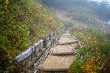 長野県安曇野市にある燕岳を登山する風景 A view of climbing Mt. Tsubame in Azumino City, Nagano Prefecture. 