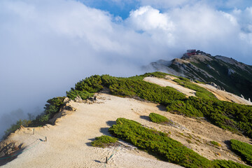 長野県安曇野市にある燕岳を登山する風景 A view of climbing Mt. Tsubame in Azumino City, Nagano Prefecture. 