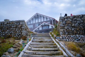 長野県安曇野市にある燕岳を登山する風景 A view of climbing Mt. Tsubame in Azumino City, Nagano Prefecture. 