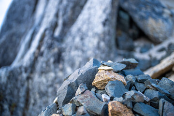 長野県安曇野市にある燕岳を登山する風景 A view of climbing Mt. Tsubame in Azumino City, Nagano Prefecture. 
