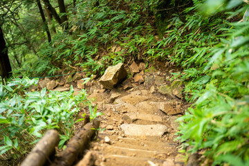 長野県安曇野市にある燕岳を登山する風景 A view of climbing Mt. Tsubame in Azumino City, Nagano Prefecture. 