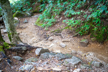 長野県安曇野市にある燕岳を登山する風景 A view of climbing Mt. Tsubame in Azumino City, Nagano Prefecture. 