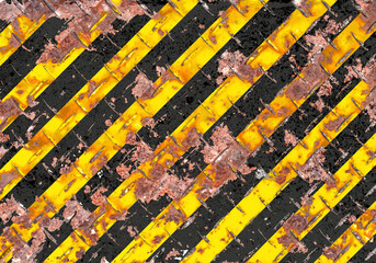 デコボコの錆びた鉄板、虎色の縞
