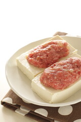 Chinese food, minced meat and tofu 