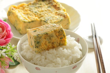 Japanese food, seaweed nori fried egg roll for comfort food 