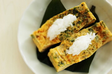 Japanese food, seaweed nori fried egg roll for comfort food 