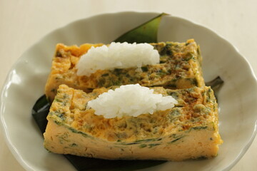 Japanese food, seaweed nori fried egg roll for comfort food 