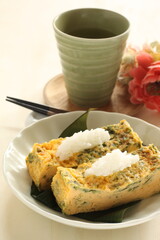 Japanese food, seaweed nori fried egg roll for comfort food 