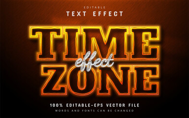 Naklejka na ściany i meble Time zone text effect neon style