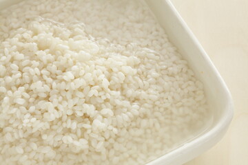soaked sticky rice for Chinese cooking ingredient image