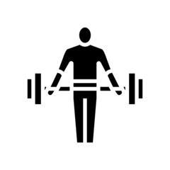 athlete exercising with weight glyph icon vector. athlete exercising with weight sign. isolated contour symbol black illustration