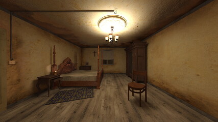 薄暗いベッドルーム