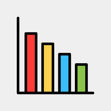 Vector illustration of bar chart icon in filled line style for any projects