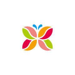 curves colorful butterfly simple geometric logo decoration vector