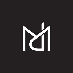 letter md simple linked overlap geometric line logo vector