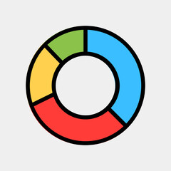 Naklejka premium Vector illustration of pie chart icon in filled line style for any projects