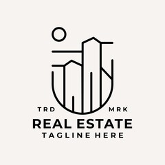 Line Art Building Real Estate Logo