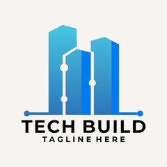 Modern Gradient Technology Real Estate Logo Vector