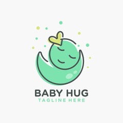 Playful Baby Hug Logo Vector