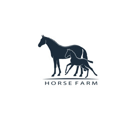 Logo design of a warm-blooded mare with a foal