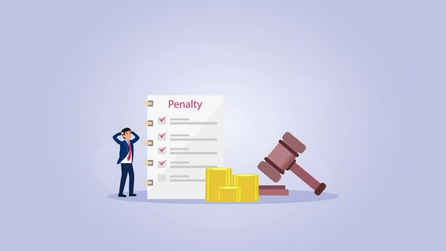 Stressful businessman looking at penalty list