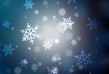 Dark BLUE vector backdrop in holiday style.