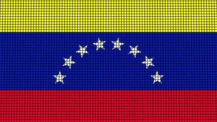 Venezuela Flag animated in pixel grid style technology background