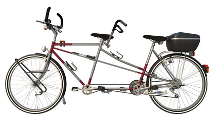 Tandem Bicycle 1 - Lateral view white background 3D Rendering Ilustracion 3D