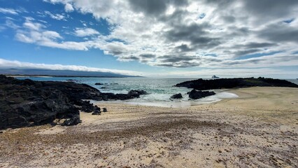 view from the beach in galapagos ecuador 