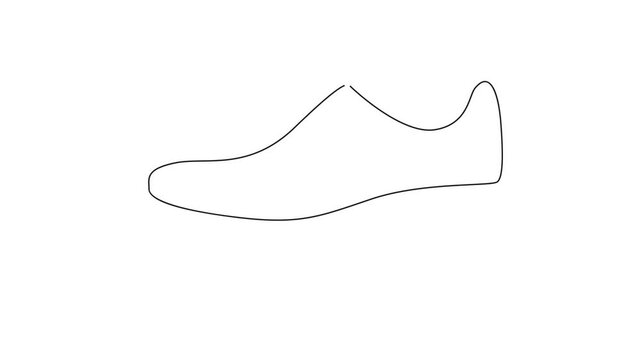 Self drawing animation of sport shoes, fashionable creative sneackers, gumshoes. Isolated icon hd animation.