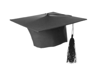 Black mortar board on white background