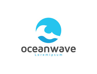 Modern blue sea wave logo design