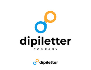 Simple modern letter d and p logo design concept