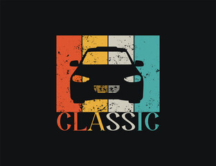 Retro classic car graphic design illustration